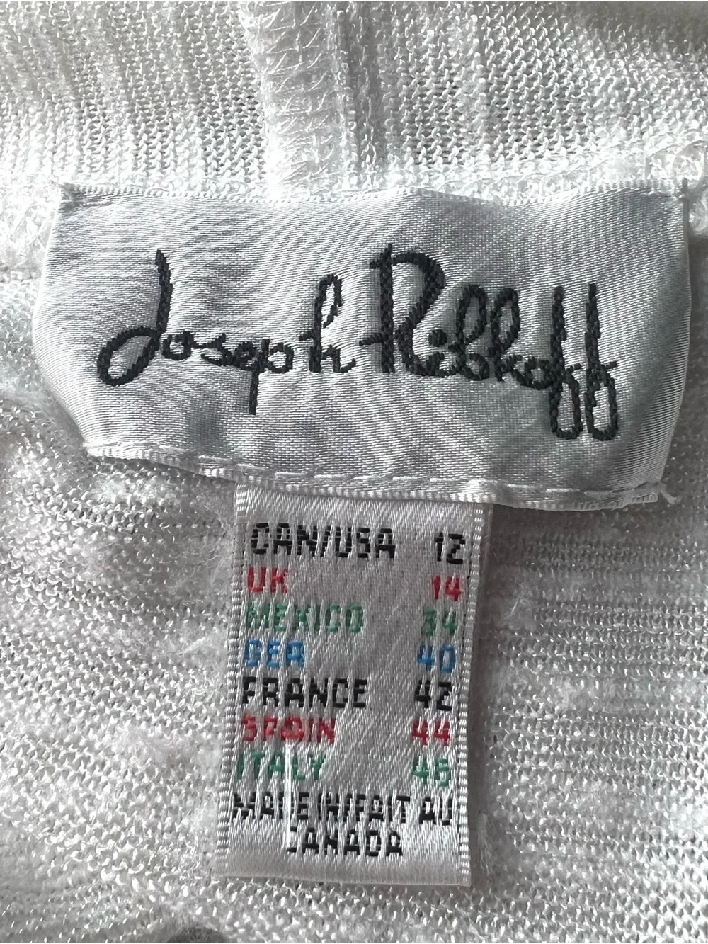JOSEPH RIBKOFF Sweater Cardigan Lightweight Drape Waterfall White Textured 12